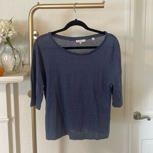 Vince Flowy Blue Elbow Length Tee Size L